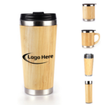 16oz Stainless Steel Bamboo Travel Tumbler