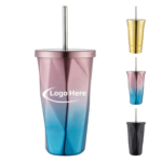 15oz Stainless Steel Coffee Tumbler with Lid and Straw