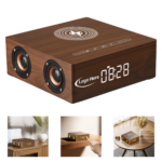 Wooden Clock Dual Speaker with Wireless Charging