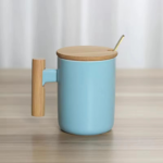 12oz Ceramic Mug with Wooden Handle and Lid - Image 3