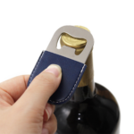 Leather Steel Bottle Opener Keychain - Image 3