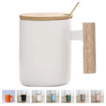 12oz Ceramic Mug with Wooden Handle and Lid - Image 2