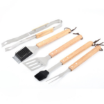 5 Pcs Bamboo BBQ Tools Set with Bag - Image 5