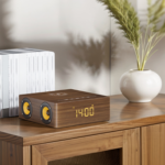 Wooden Clock Dual Speaker with Wireless Charging - Image 5