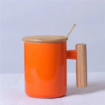 12oz Ceramic Mug with Wooden Handle and Lid - Image 8