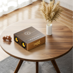 Wooden Clock Dual Speaker with Wireless Charging - Image 3