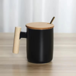 12oz Ceramic Mug with Wooden Handle and Lid - Image 6