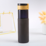 20oz Glass Water Bottle with Bamboo Lid - Image 4