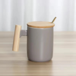 12oz Ceramic Mug with Wooden Handle and Lid - Image 5