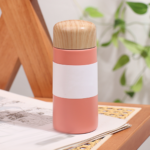 5oz Mini Stainless Steel Bottle with Woodgrain Lid - Image 3